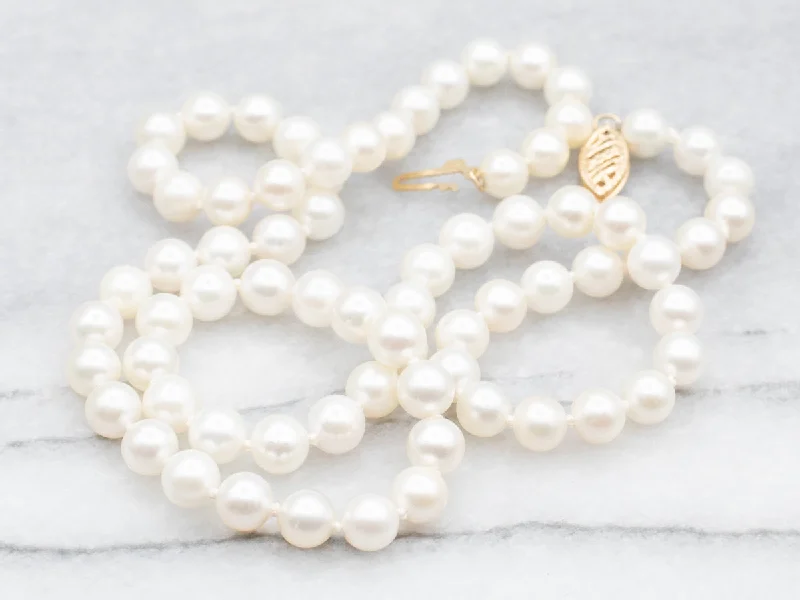 Ladies rings engagement options-Saltwater Pearl Strand Necklace with Filigree Clasp