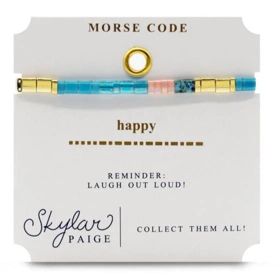 Ladies bracelets subtle luxury-Happy - Morse Code Tila Beaded Bracelet