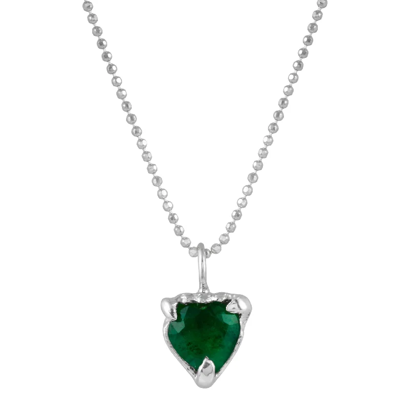 Ladies rings cute accents-Emerald Heart Pendant Necklace