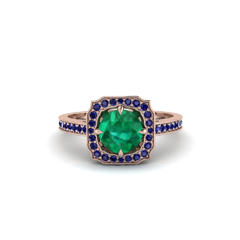 Ladies engagement rings investment value-Emerald Cathedral Halo Engagement Ring - Luciana No. 65