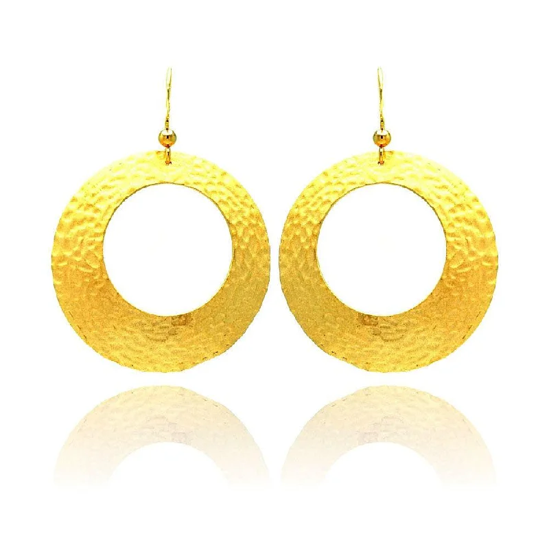 Ladies earrings European charm-Clearance-Silver 925 Gold Rhodium Plated Round Open Circle Earrings - STE00655