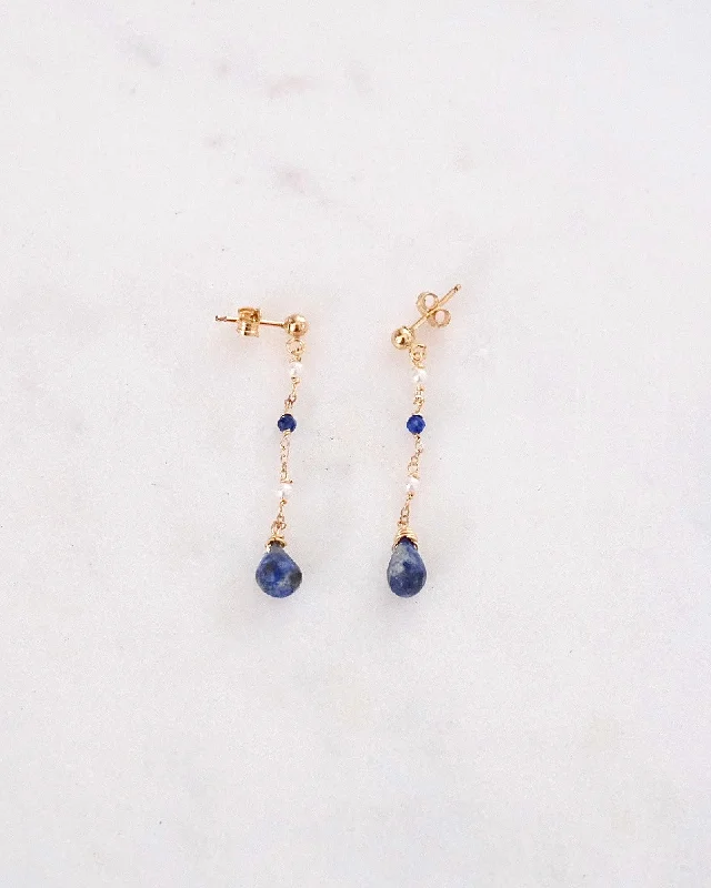 Ladies earrings standout pieces-Lapis lazuli Bohemian Earrings