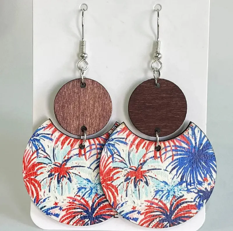 Ladies earrings classic styles-Beautiful Wooden Firework Earrings