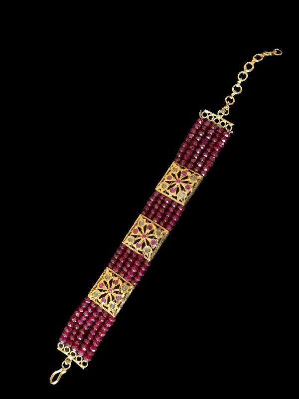 Ladies bracelets unique finds-B75 ruby gold plated bracelet ( SHIPS IN 4 WEEKS )