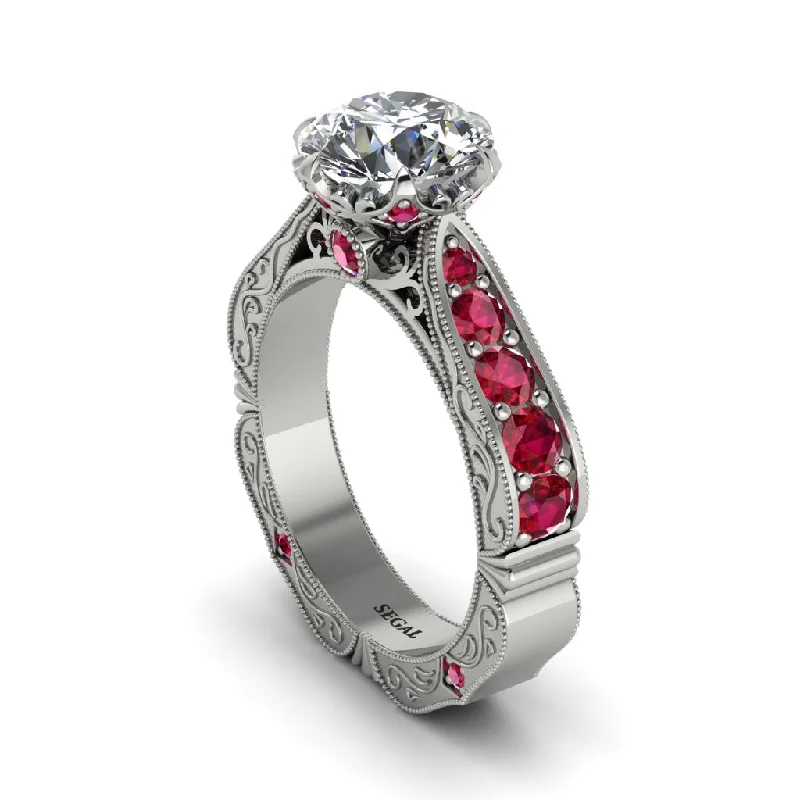 Ladies engagement rings worldwide styles-Diamond Victorian Scroll Engagement Ring - Kehlani No. 48