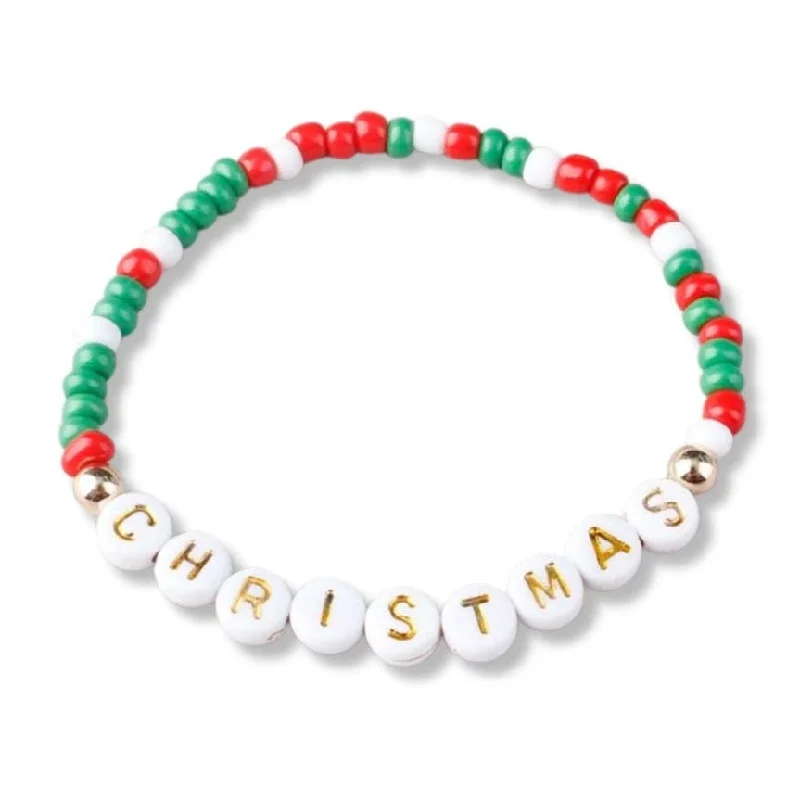 Ladies bracelets modern looks-Christmas Holiday Beaded Friendship Stretch Bracelets