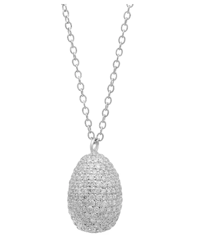 Ladies rings group styles-Pave Diamond Birds Egg Necklace