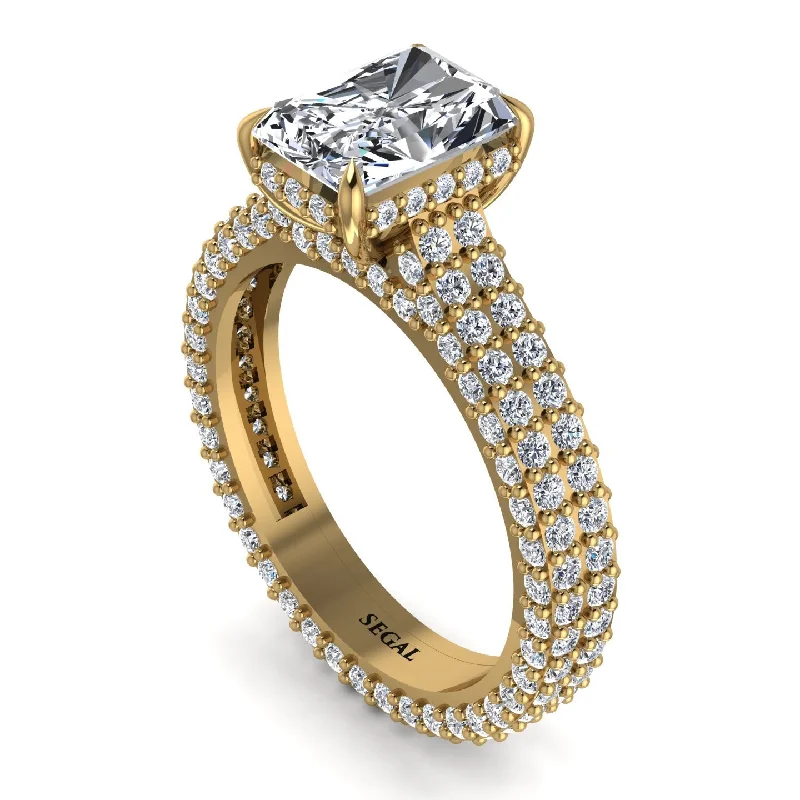 Ladies engagement rings minimalist trends-Radiant Cut Diamond Pave Engagement Ring - Kenzie No. 1