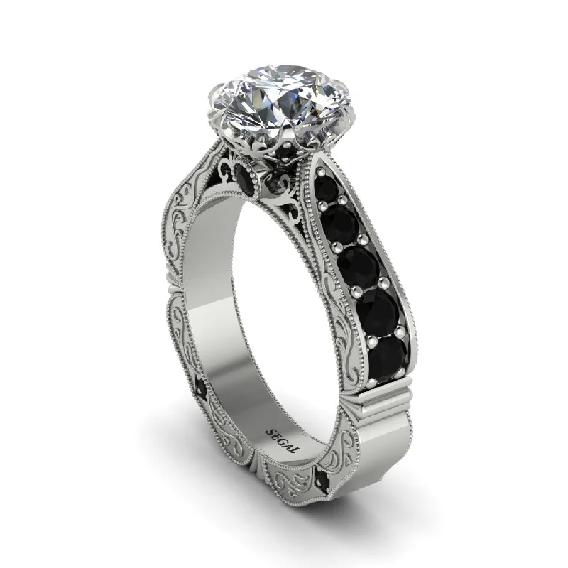 Ladies engagement rings online shopping-Diamond Victorian Scroll Engagement Ring - Kehlani No. 33