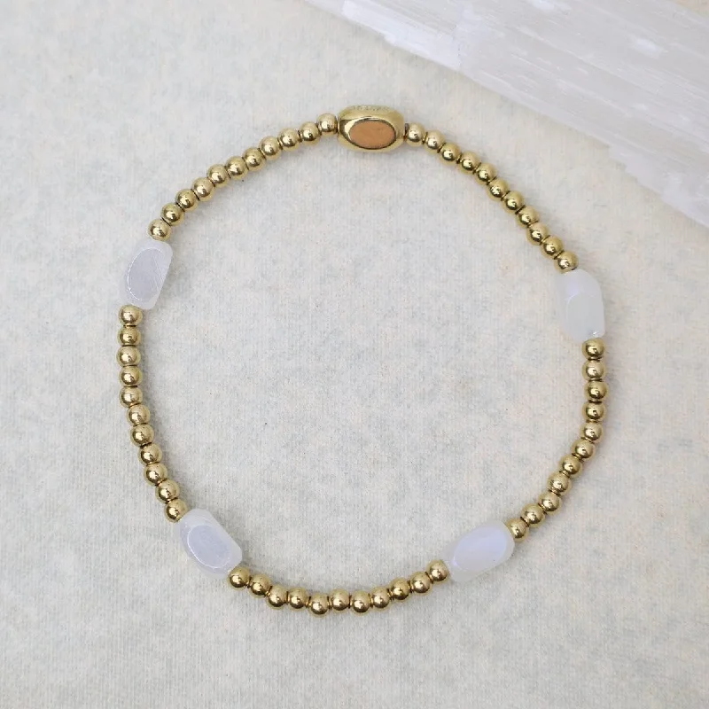 Ladies bracelets bridal must-haves-Here & There Pop Of Color Bracelet  in White Cap & Gold