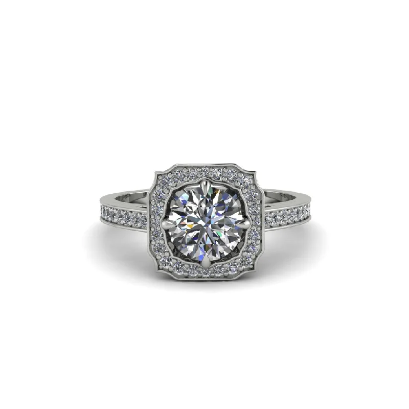 Ladies engagement rings global brands-Diamond Cathedral Halo Engagement Ring - Luciana No. 3