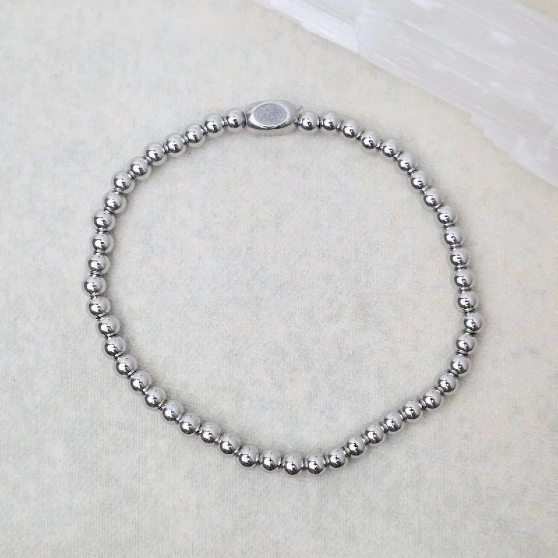 Ladies bracelets gift options-4mm Plain Ball Bracelet in Stainless Steel