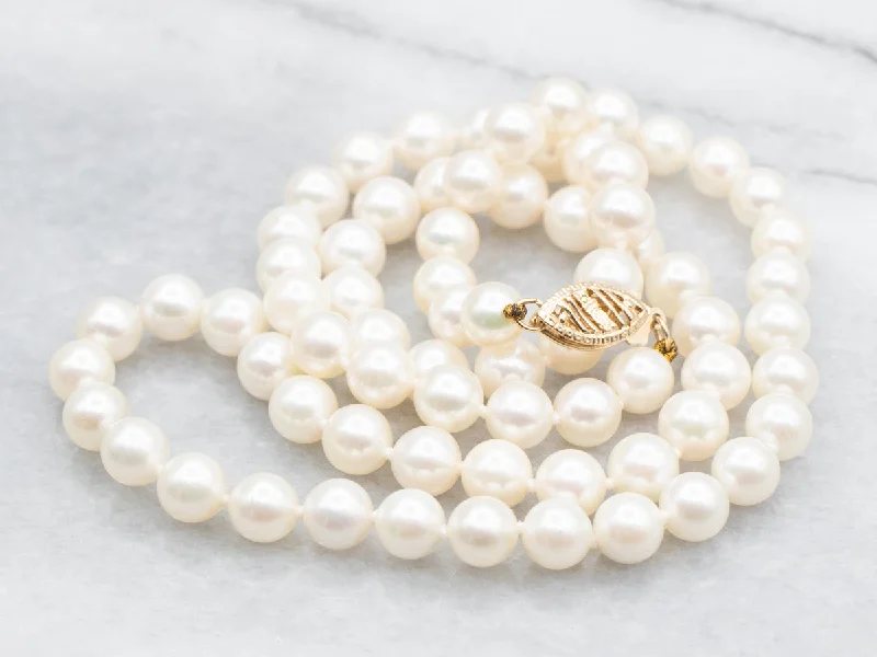 Ladies rings 2025 trends-Yellow Gold Saltwater Pearl Necklace