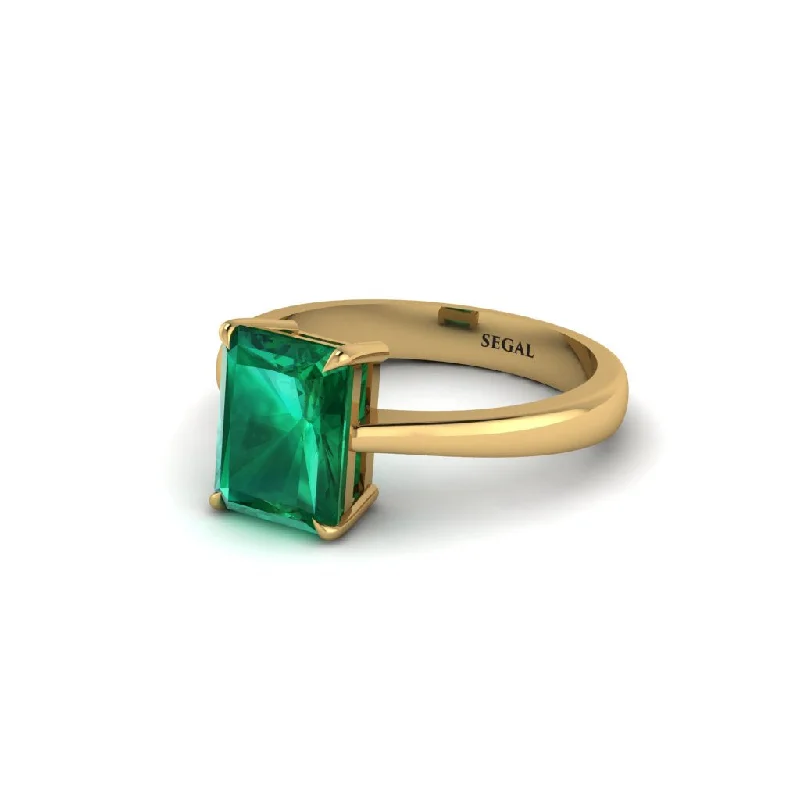 Ladies engagement rings bold designs-Emerald Cut Emerald 14K Gold Engagement Ring - Heidi No. 4