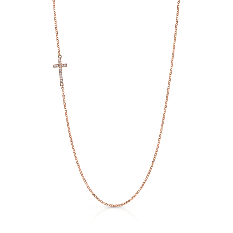 Ladies rings hypoallergenic-Mini Diamond Cross Necklace