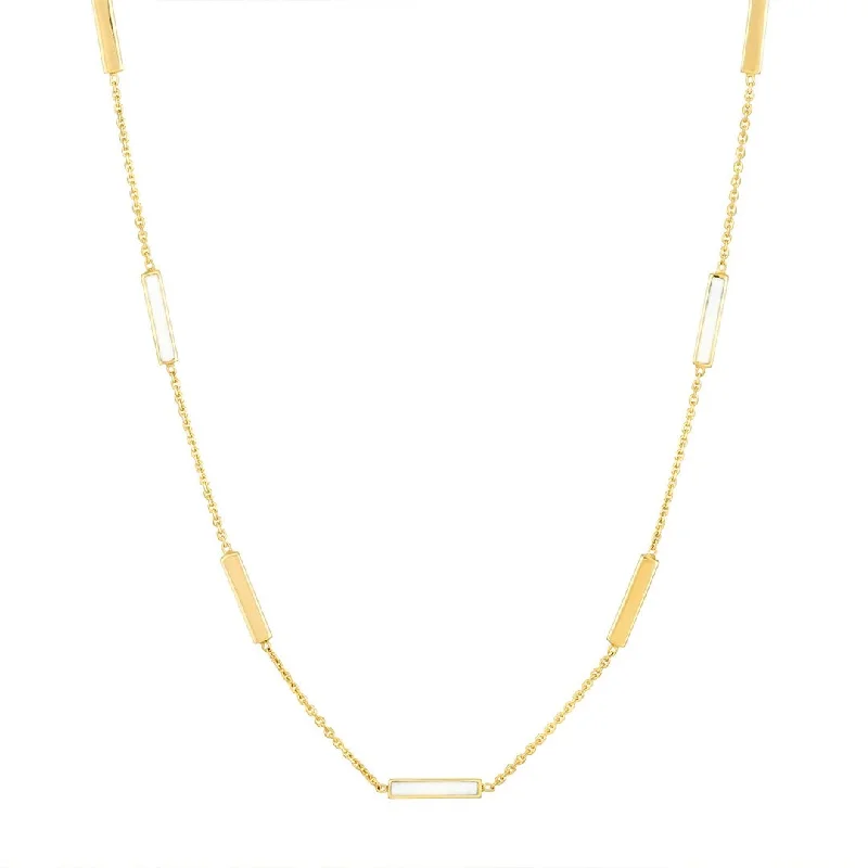 Ladies rings diamond accents-White Enamel Bar Necklace