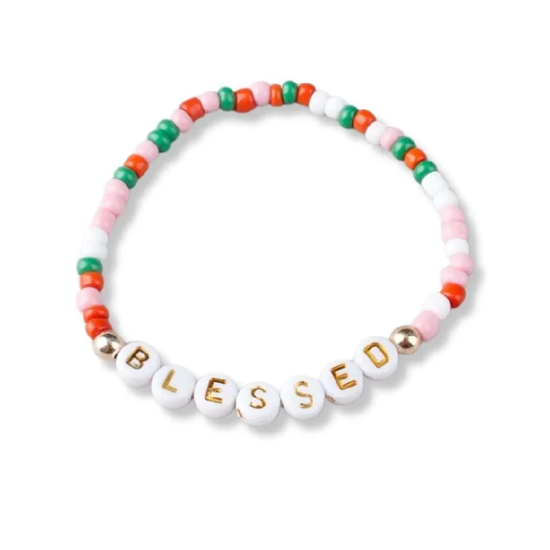 Ladies bracelets latest designs-Blessed  Holiday Beaded Friendship Stretch Bracelets