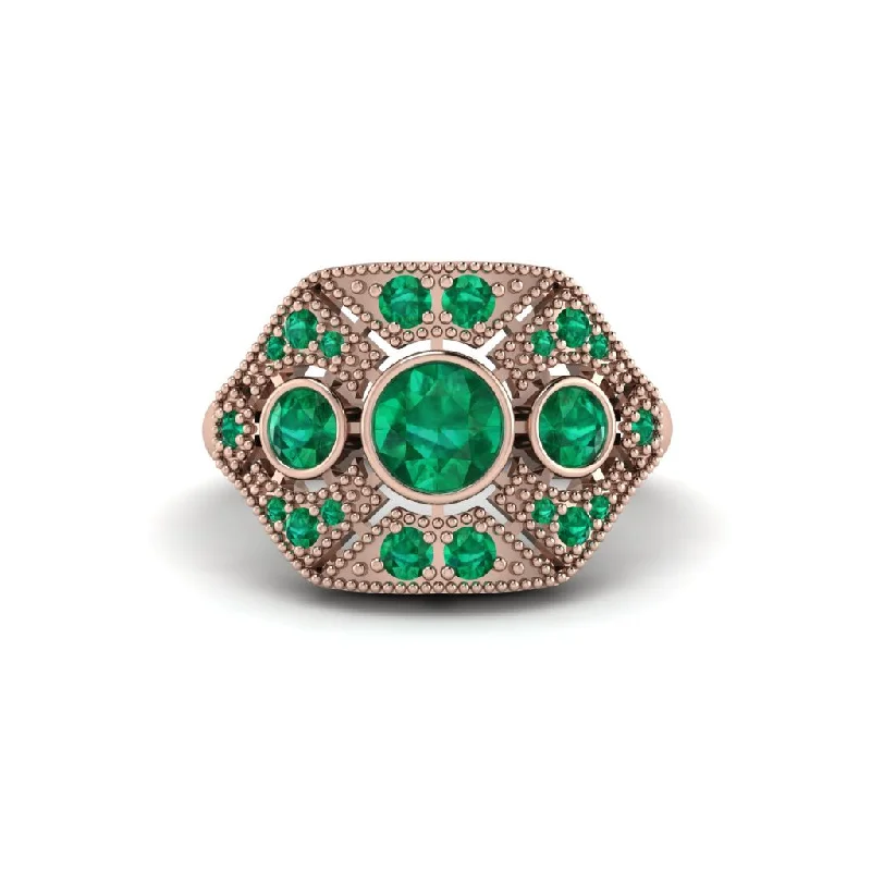 Ladies engagement rings eco-friendly-Emerald Art Deco Geometric Engagement Ring - Haven No. 20