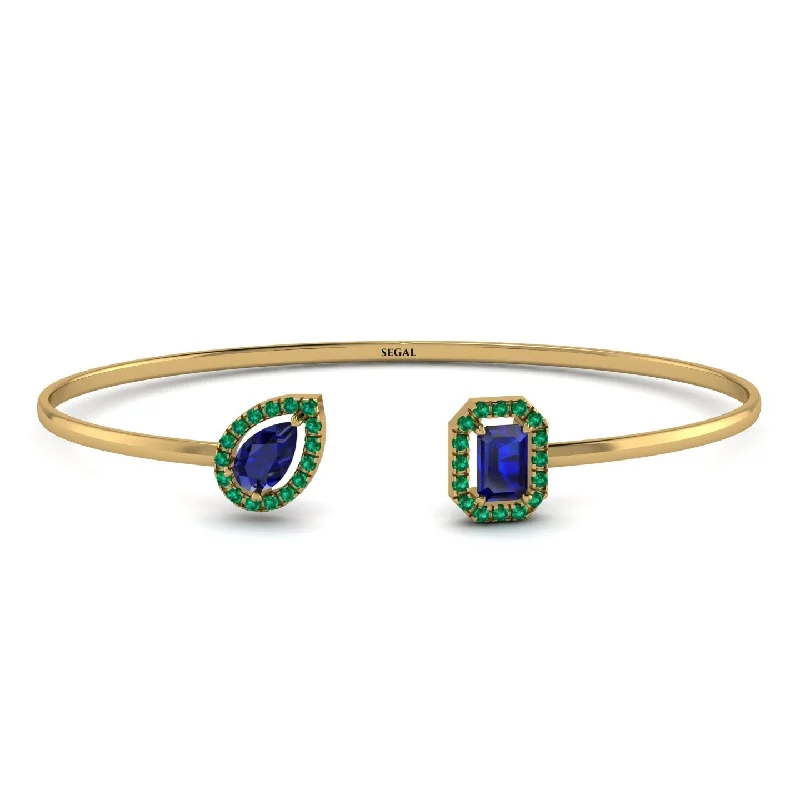 Ladies bracelets classic styles-Geometric Pearl And Emerald Sapphire Bracelet - Catherine No. 28