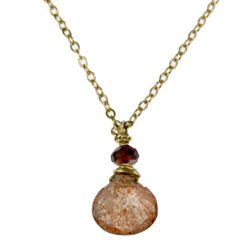 Ladies rings group styles-Sunstone One Drop Necklace