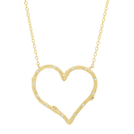 Ladies rings open patterns-Willow Heart Necklace with Diamonds