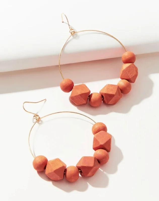 Ladies earrings minimalist trends-Orange Beaded Hoop Earrings