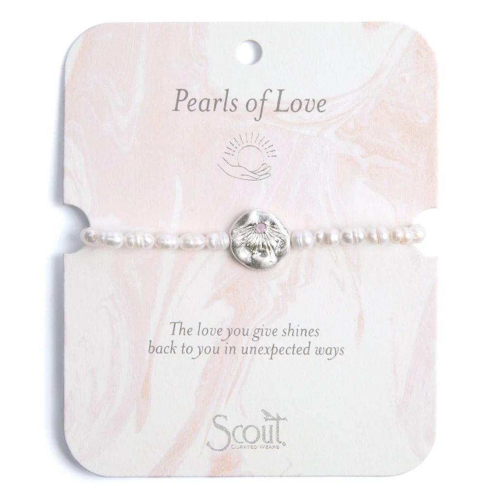 Ladies bracelets gold styles-Pearls of Love Affirmation Bracelet in Silver