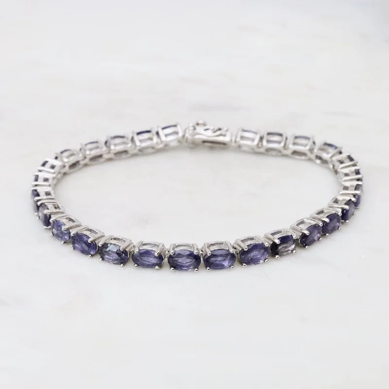 Ladies bracelets heart motifs-Oval Iolite Tennis Bracelet