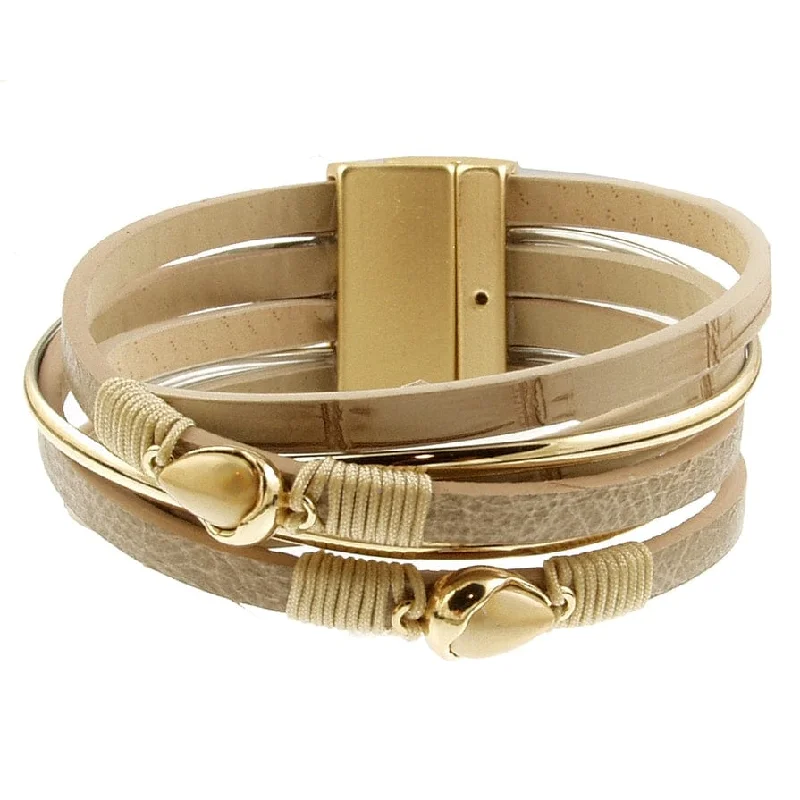 Ladies bracelets viral trends-Matte Gold Beige Print Bracelet