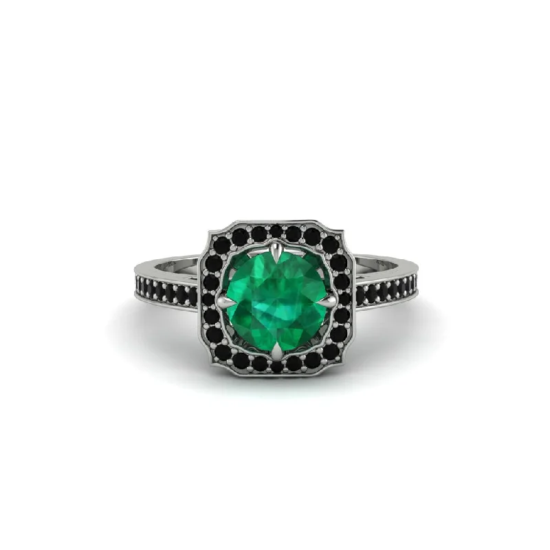 Ladies engagement rings viral designs-Emerald Cathedral Halo Engagement Ring - Luciana No. 36