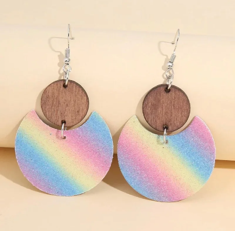 Ladies earrings open patterns-Polychrome Wood and Cork Drop Earrings