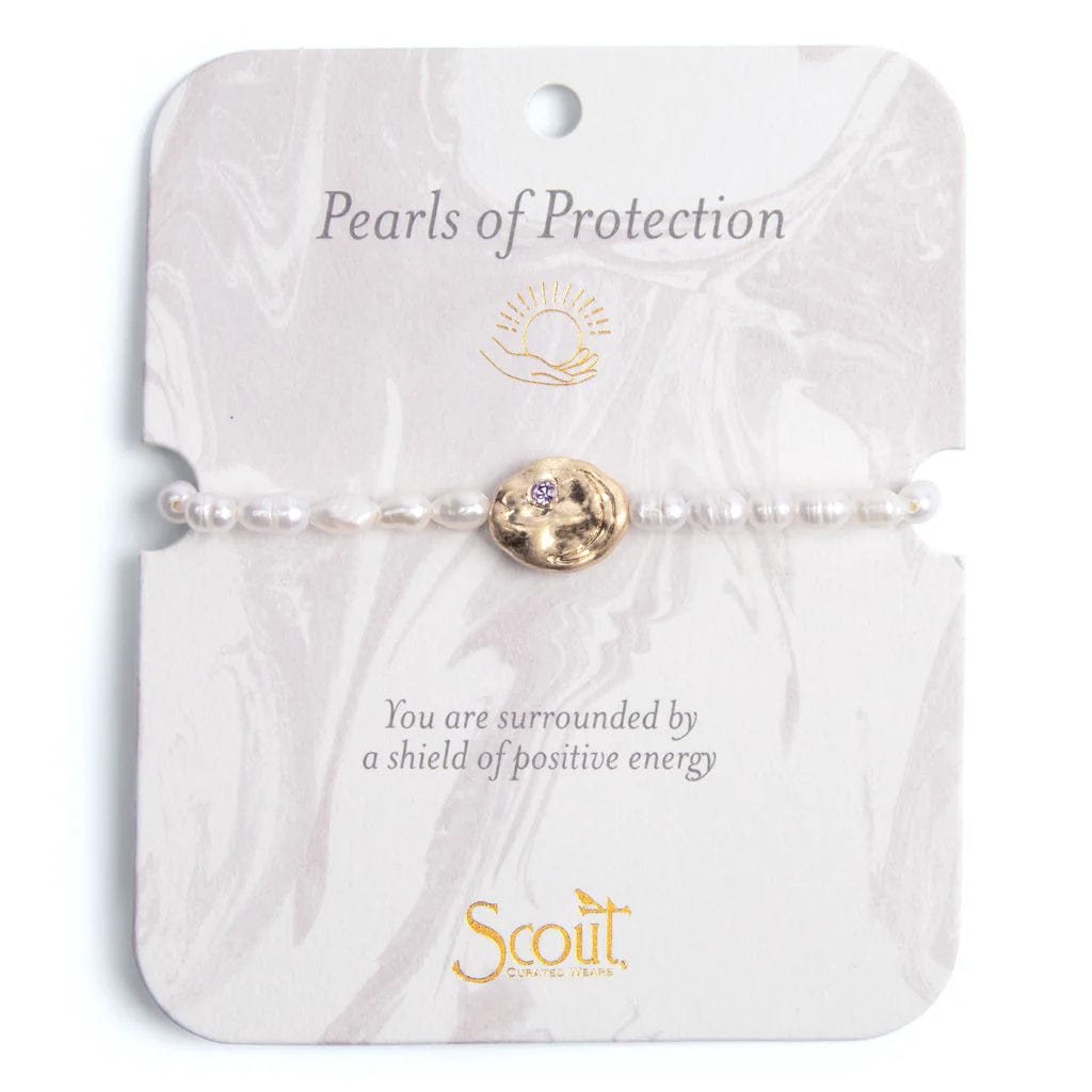 Ladies bracelets social media picks-Pearls of Protection Affirmation Bracelet in Gold