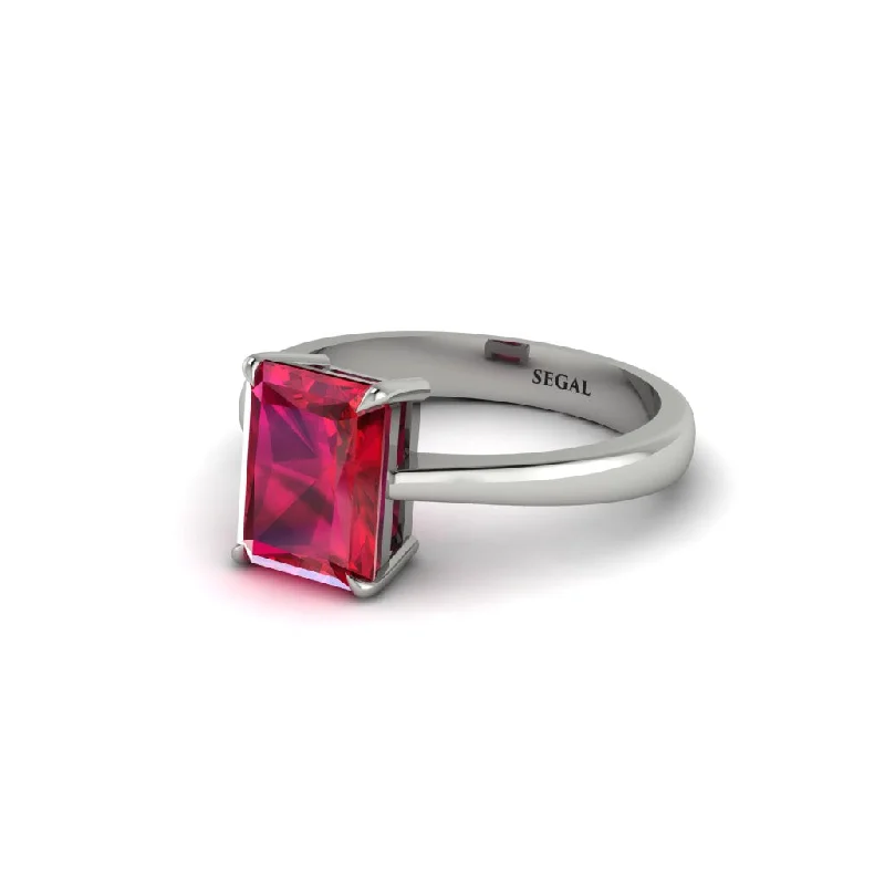 Ladies engagement rings discount offers-Emerald Cut Ruby 14K Gold Engagement Ring - Heidi No. 12