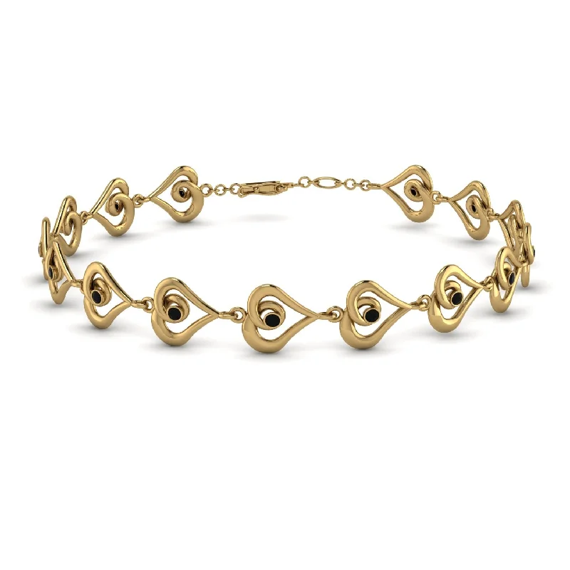 Ladies bracelets store finds-Heart Black Diamond Bracelet - Martha No. 7