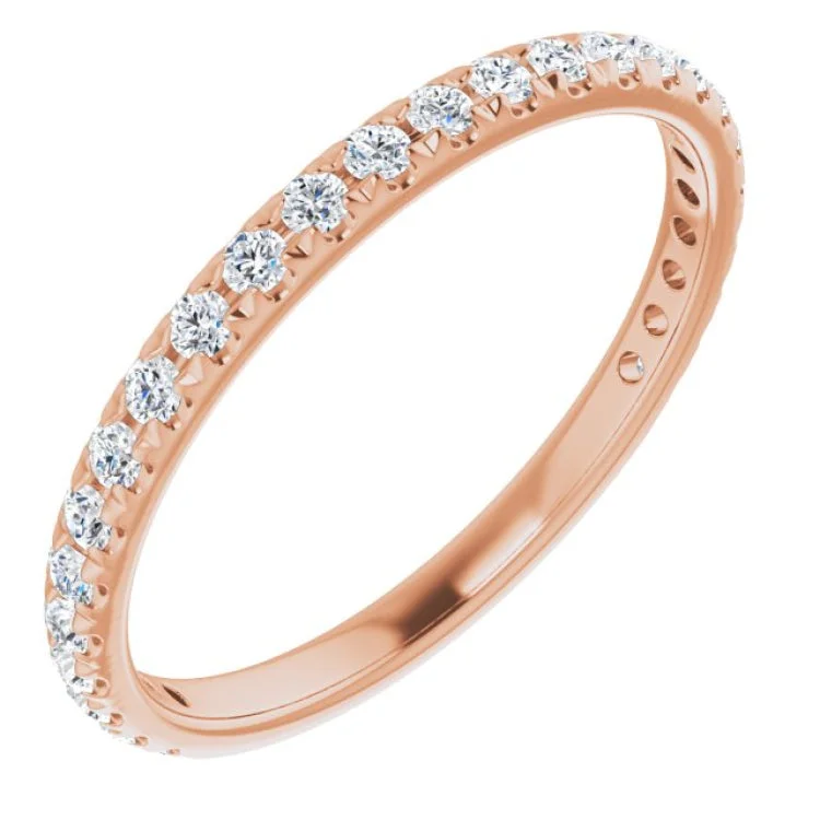 Ladies rings party wear-14K Rose 3/8 CTW Natural Diamond French-Set Anniversary Band