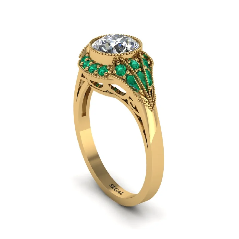 Ladies engagement rings online shopping-Emerald Vintage-Inspired Besel Engagement Ring - Makenzie No. 16