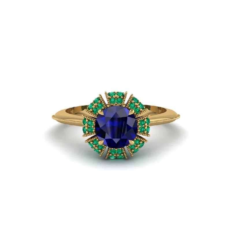 Ladies engagement rings luxury brands-Emerald Crown Halo Engagement Ring - Annie No. 28