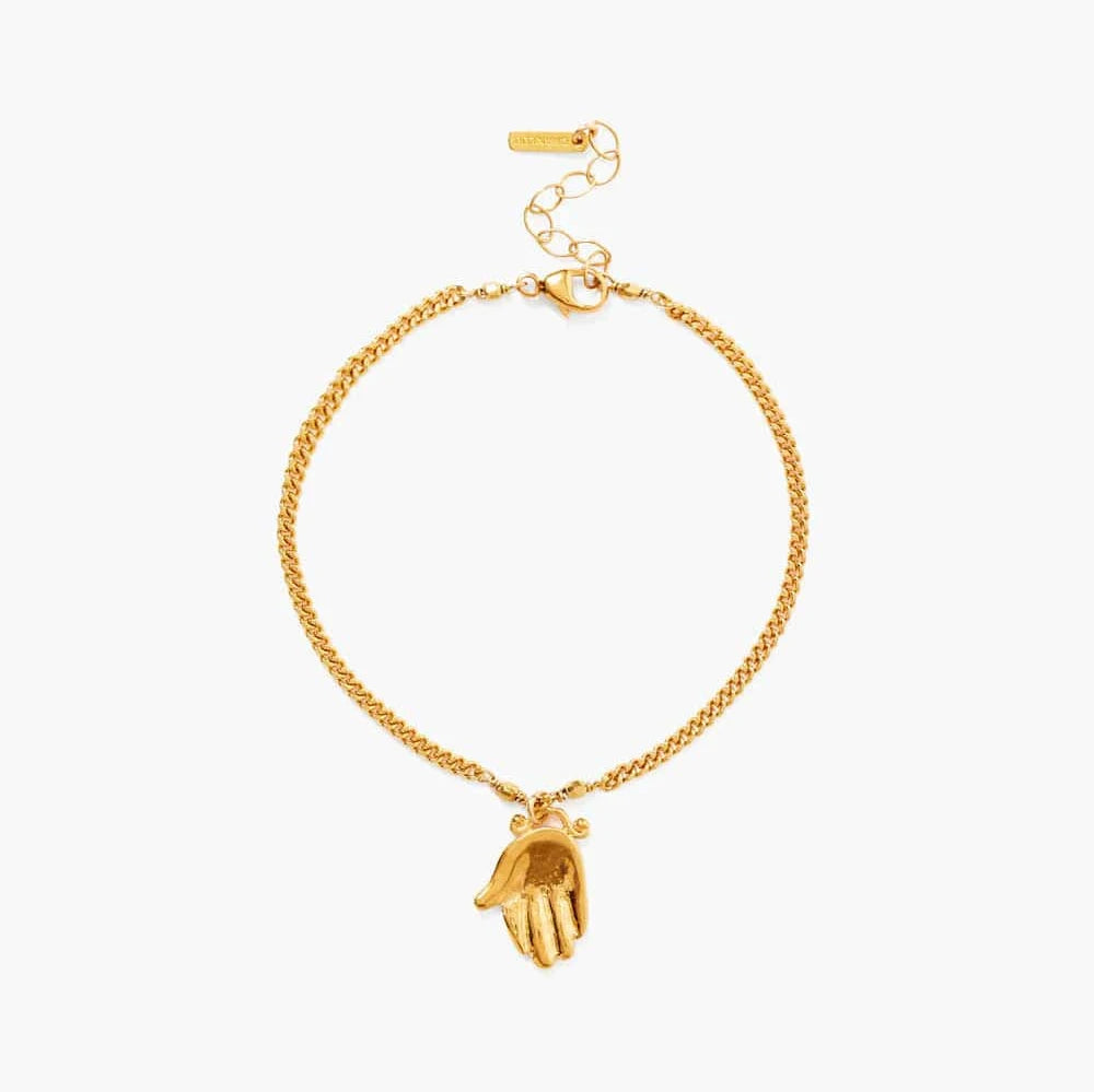 Ladies bracelets e-commerce sites-Giving Hand Gold Charm Bracelet