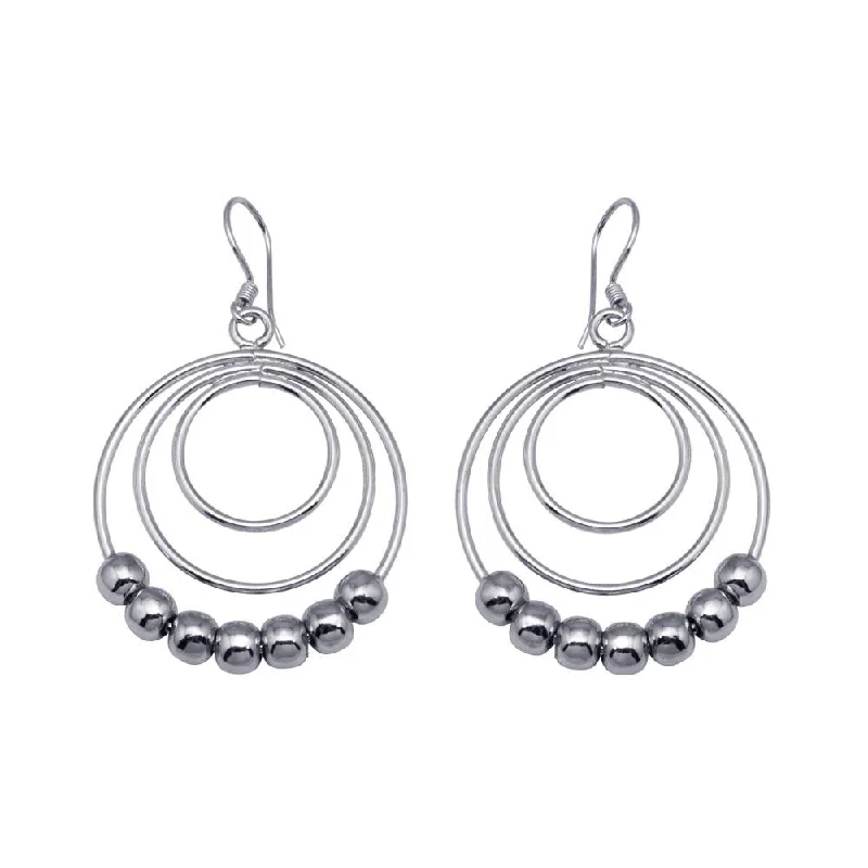 Ladies earrings memory keepsakes-Silver 925 Rhodium Plated Open Multiple Graduate Circle Dangling Chandelier Hook Earrings - DSE00069