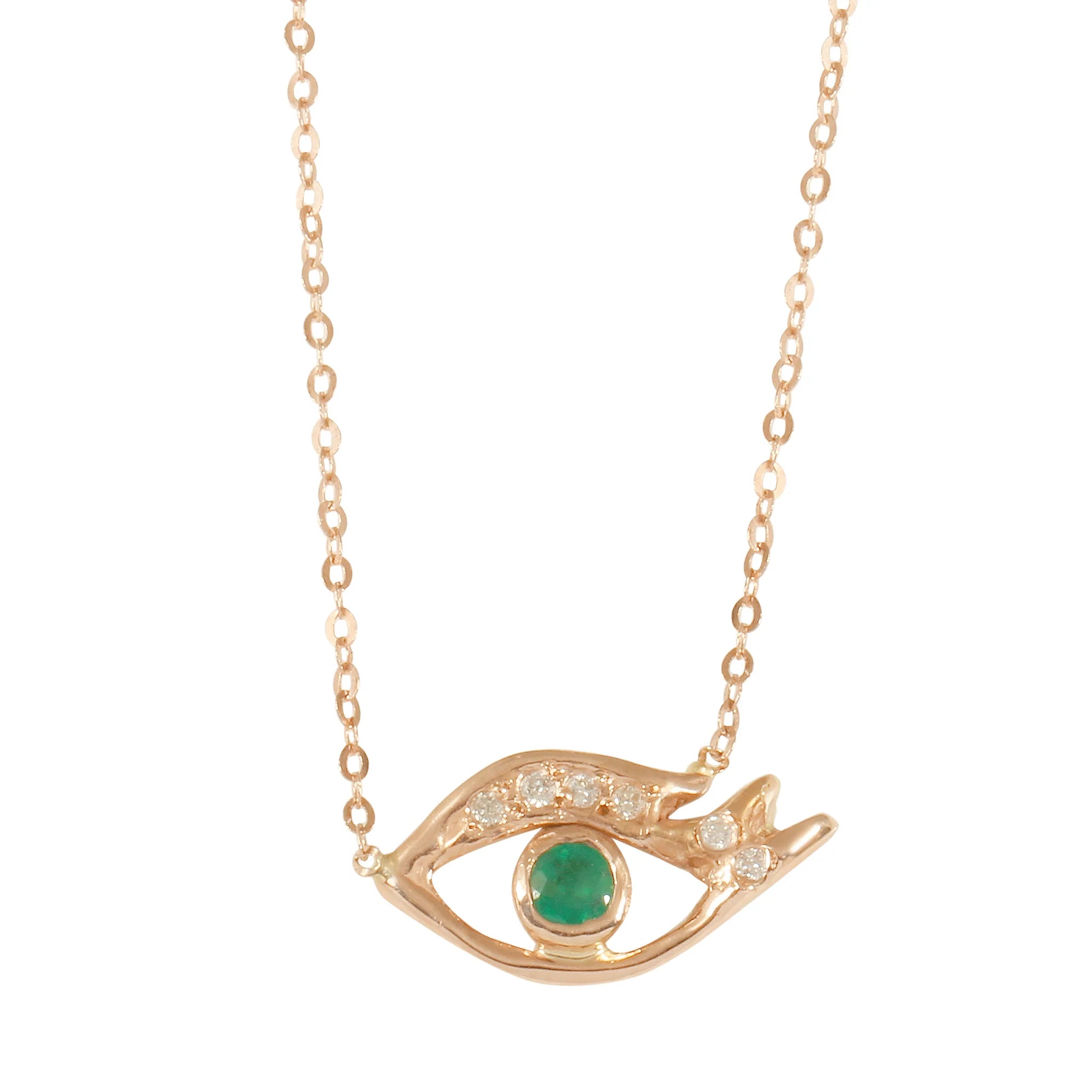 Ladies rings price range-Emerald Eye Necklace with Diamond Pave Lashes