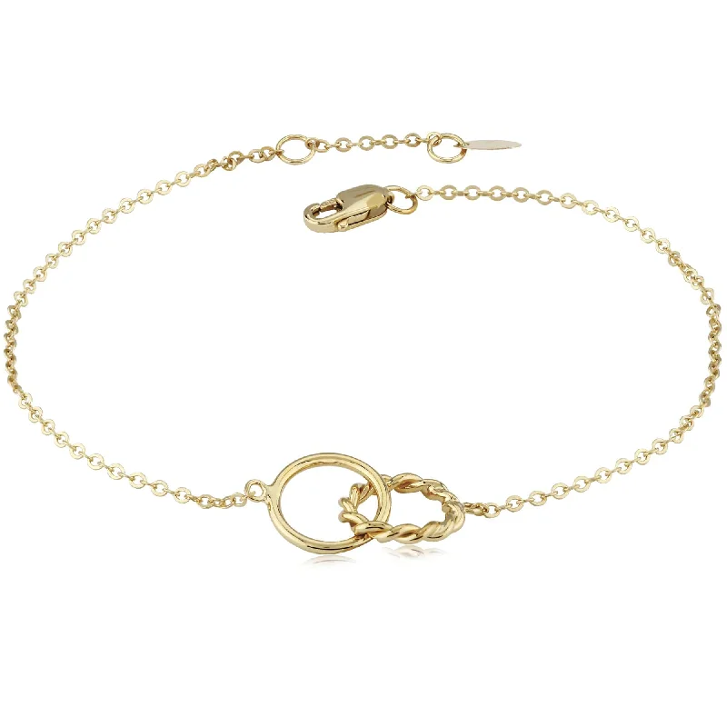 Ladies bracelets sale offers-14k Twist & Plain Interlocking Rings Bracelet