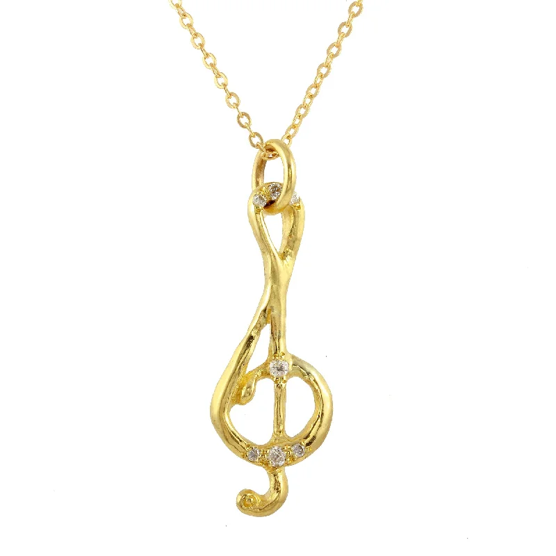 Ladies rings store finds-Treble Clef Diamond Pave Necklace