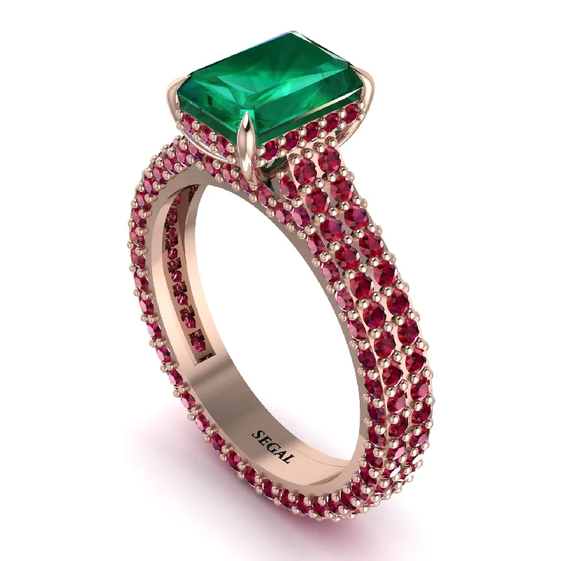 Ladies engagement rings warranty options-Radiant Cut Emerald Pave Engagement Ring - Kenzie No. 50