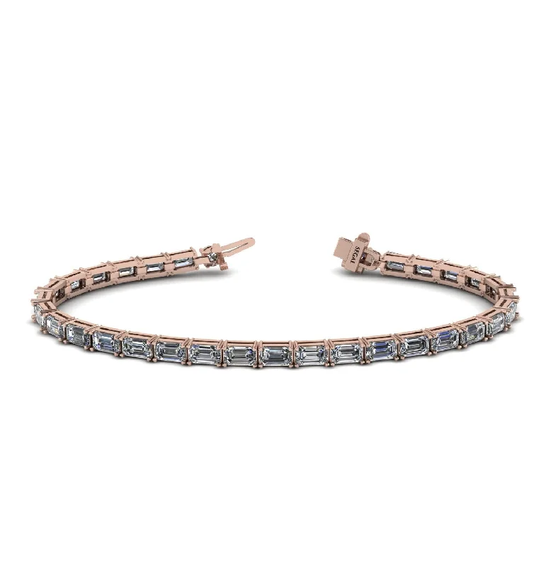 Ladies bracelets minimalist appeal-Emerald Cut Diamond Tennis Bracelet - Rachel No. 2