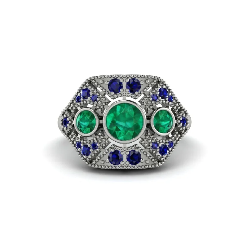 Ladies engagement rings affordable picks-Emerald Art Deco Geometric Engagement Ring - Haven No. 66