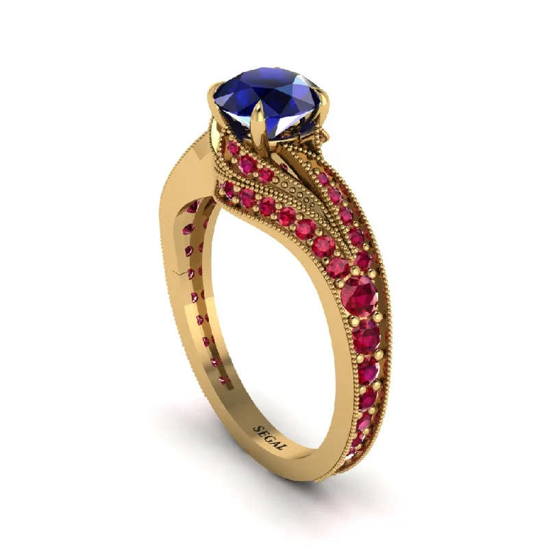 Ladies engagement rings luxury brands-Ruby 14K Gold Pave Engagement Ring - Magnolia No. 58