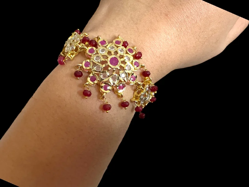 Ladies bracelets party wear-Amal hyderabadi bracelet in ruby  ( READY TO SHIP )