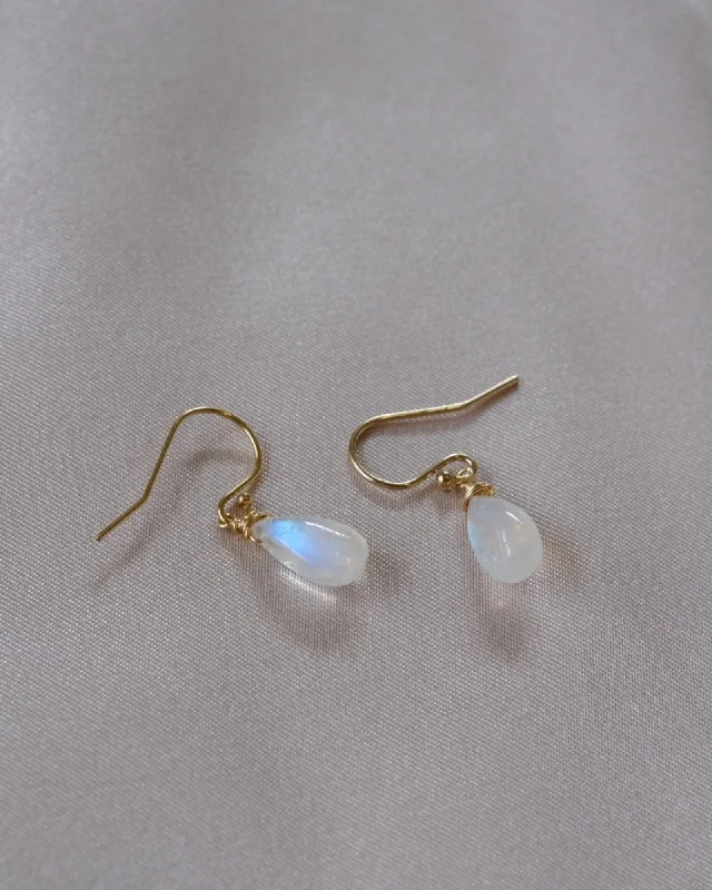 Ladies earrings rose gold-Moonstone Drop Earrings