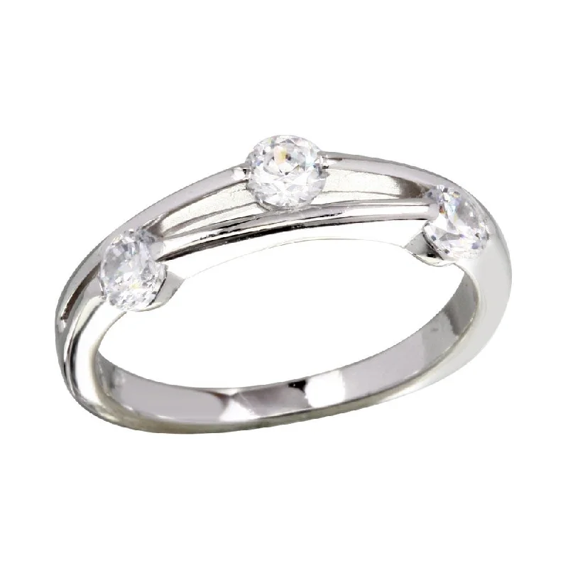 Ladies rings online shopping-Rhodium Plated 925 Sterling Silver CZ Ring - BGR01172