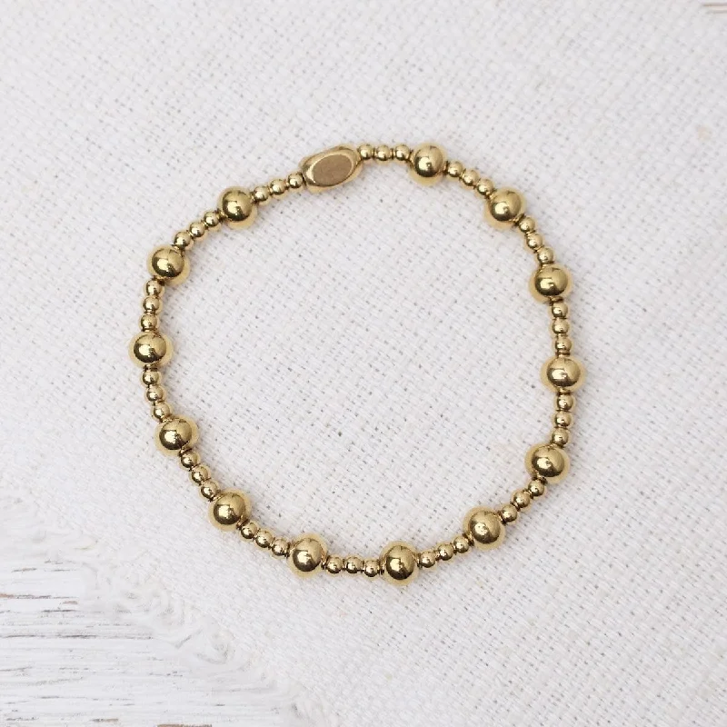 Ladies bracelets minimalist appeal-Plain Ball 3 & 6mm Bracelet in Gold Plated Stainless Steel